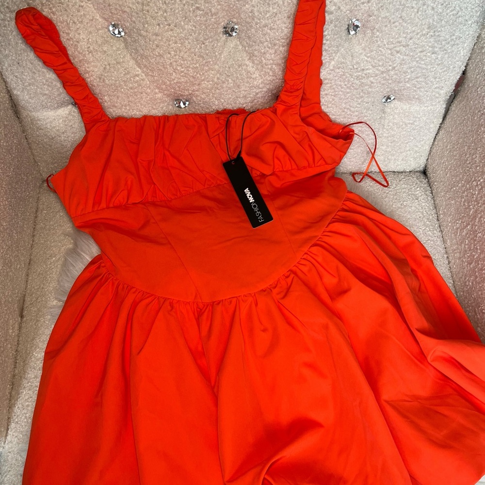 Fashion Nova Orange Bubble Mini Dress